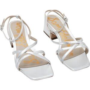 Sam Edelman Whitley Strappy Dress Sandals Soft Silver Leather US 8.5M EU 38.5
